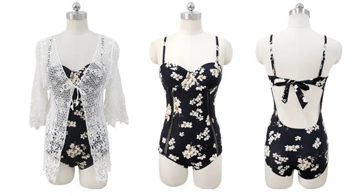Floral One‑Piece Swimsuit With Lace Cover‑Up factory Floral One‑Piece Swimsuit With Lace Cover‑Up factory